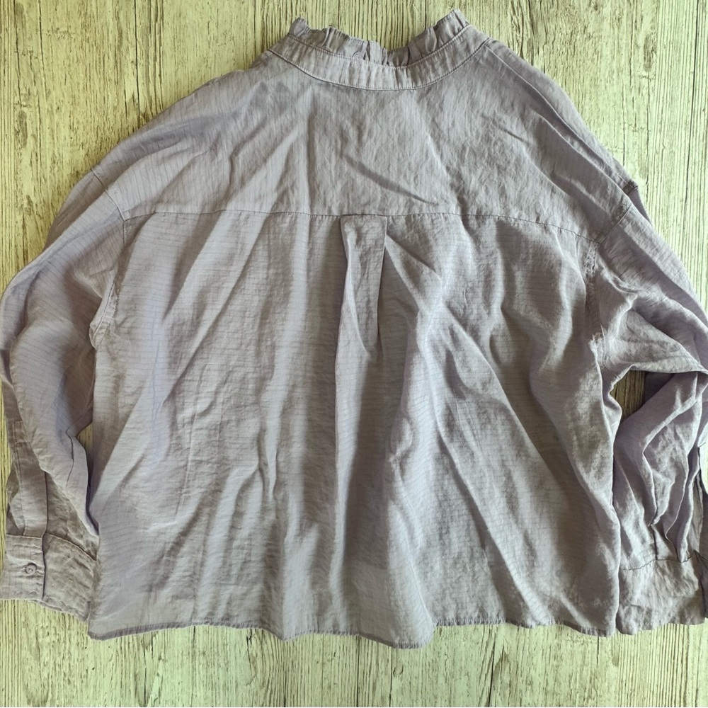 Mango Half Button-Down Ruffle Collar Long Sleeve … - image 3